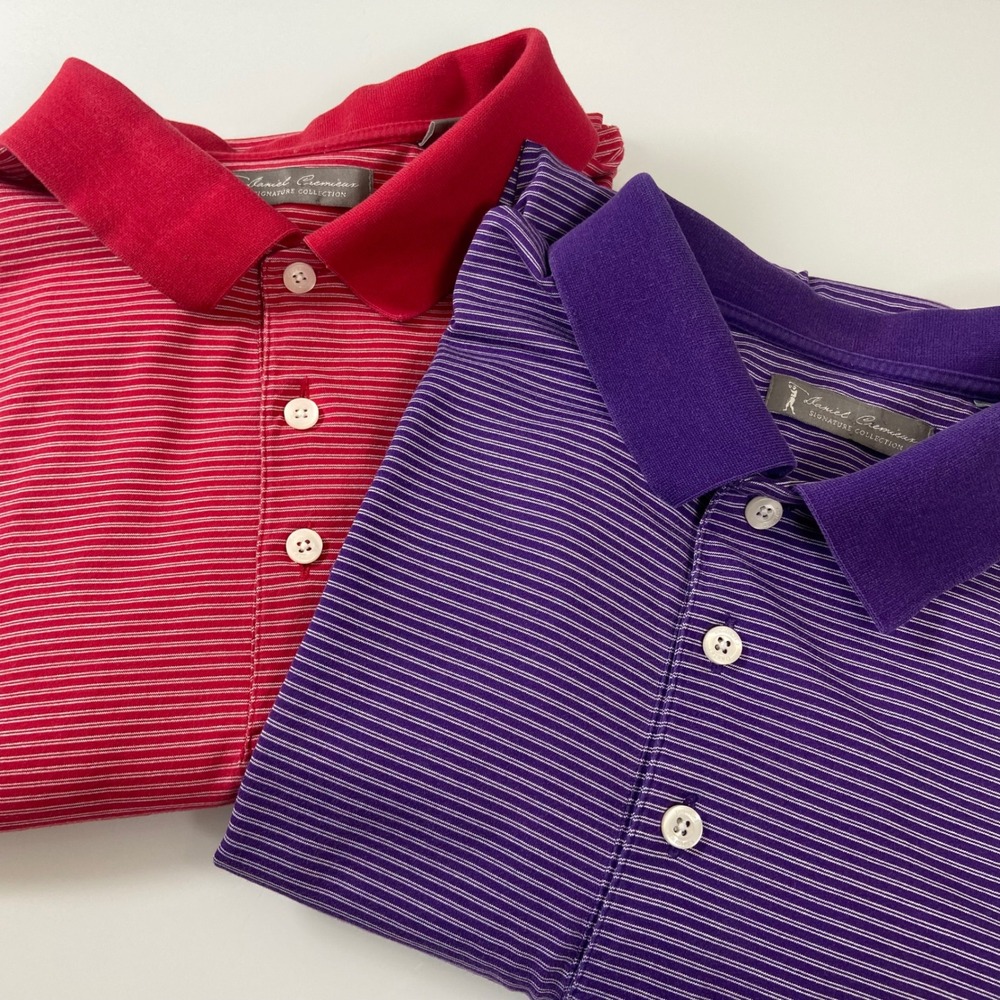 Daniel Cremieux Signature Collection Mens XL Striped Golf Polo Shirt Bundle of 2